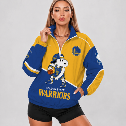 [HOT DEAL] NEW CUSTOMIZED NBA12 GSW GOLDEN STATE WARRIORS V-NECK ZIPPER SWEATSHIRT JACKET