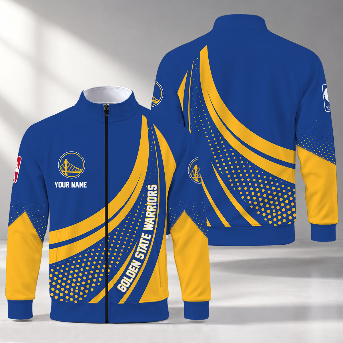 [HOT DEAL] NEW CUSTOMIZED NBA12 GSW GOLDEN STATE WARRIORS STAND COLLAR JACKET
