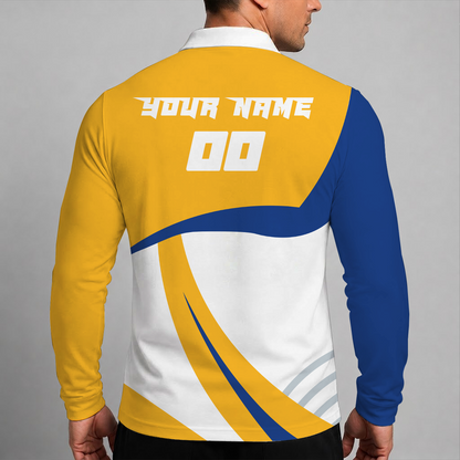 [HOT DEAL] NEW CUSTOMIZED NBA12 GSW GOLDEN STATE WARRIORS MEN LONG SLEEVE POLO