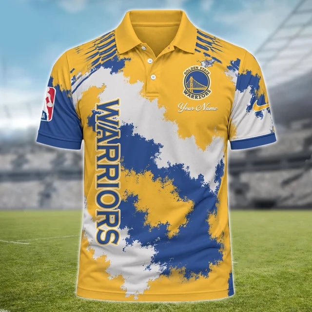 [HOT DEAL] NEW CUSTOMIZED NBA12 GSW GOLDEN STATE WARRIORS MULTICOLOR POLO SHIRT