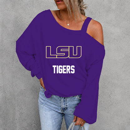[FAN FAVORITE] NEW CUSTOMIZED NCAA MAM13 LST LSU TIGERS DROP SHOULDER SWEATSHIRT