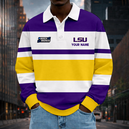 MEGA SALE - NEW CUSTOMIZED MAM NCAA13 LST LSU TIGERS UNISEX LONG SLEEVE POLO