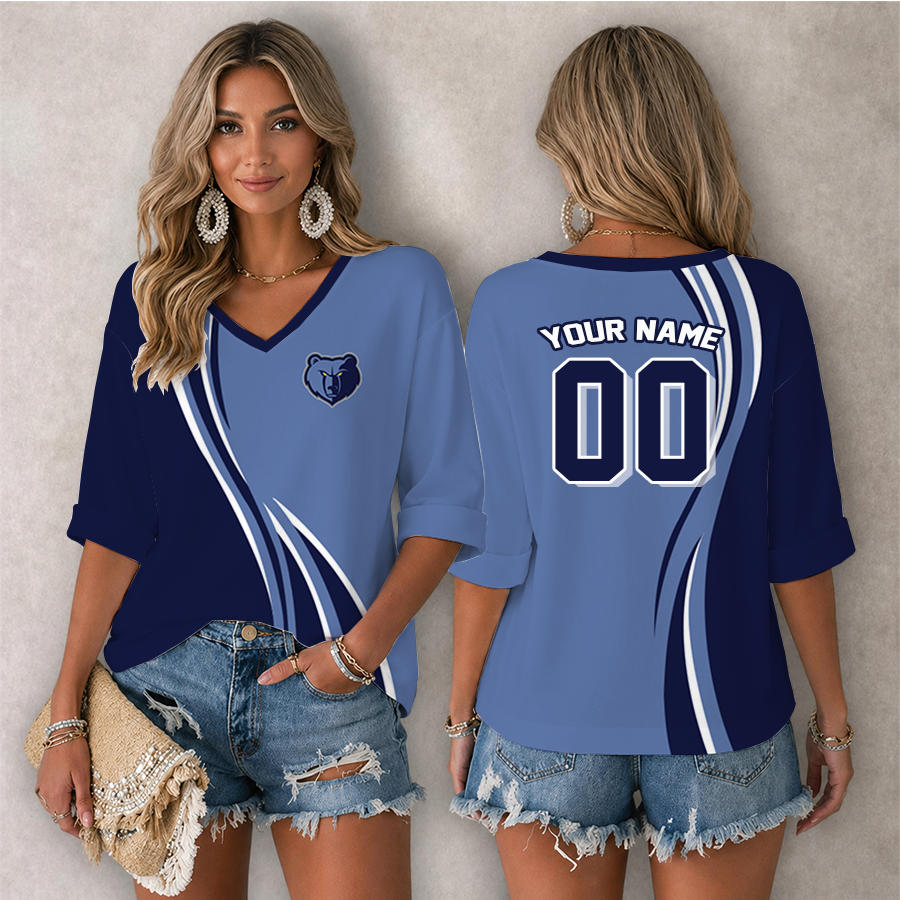 [HOT DEAL] NEW CUSTOMIZED NBA13 MGR MEMPHIS GRIZZLIES WOMEN'S HEART V-NECK LONG SLEEVE SHIRT