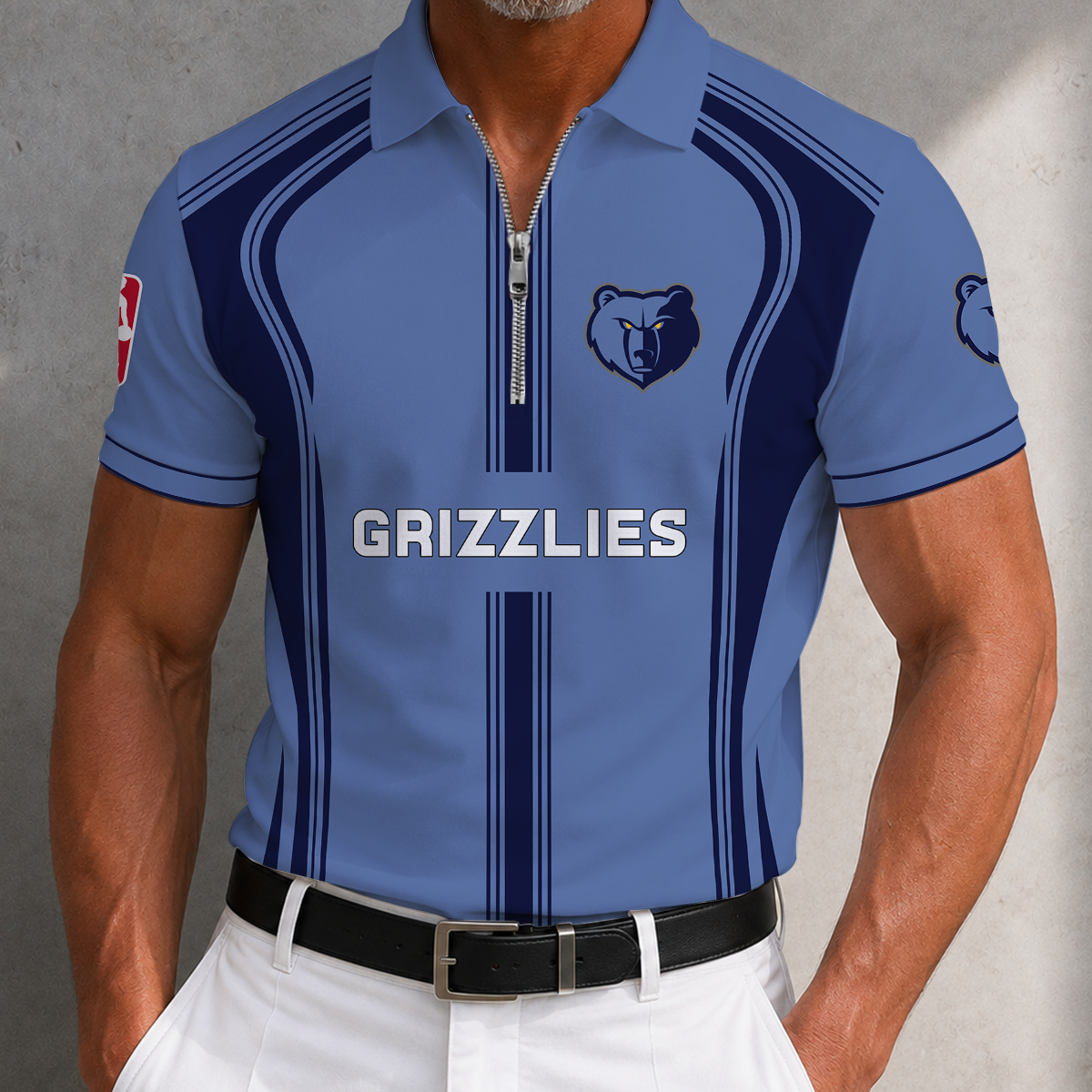 [HOT DEAL] NEW CUSTOMIZED NBA13 MGR MEMPHIS GRIZZLIES ZIP POLO SHIRT