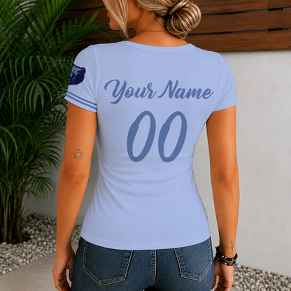 [HOT DEAL] NEW CUSTOMIZED NBA13 MGR MEMPHIS GRIZZLIES  WOMEN'S SHORT SLEEVE HENLEY T-SHIRT