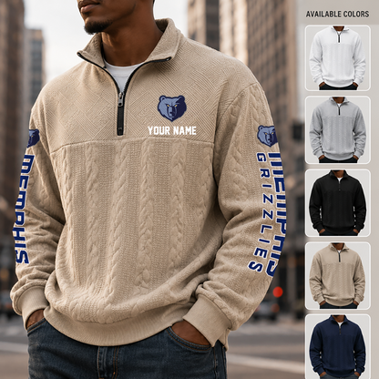 [HOT DEAL] NEW CUSTOMIZED NBA13 MGR MEMPHIS GRIZZLIES MULTICOLOR QUARTER-ZIP SWEATSHIRT