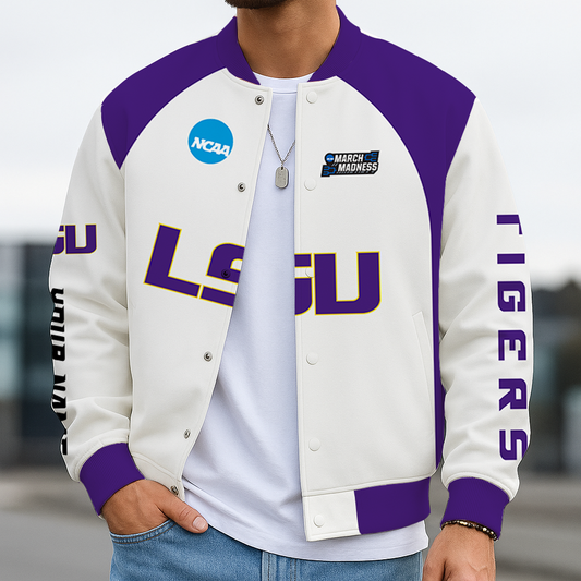 LIMITED DROP - NEW CUSTOMIZED | NCAA MAM13 LST LSU TIGERS BASEBALL JACKET, SATIN VARSITY JACKET