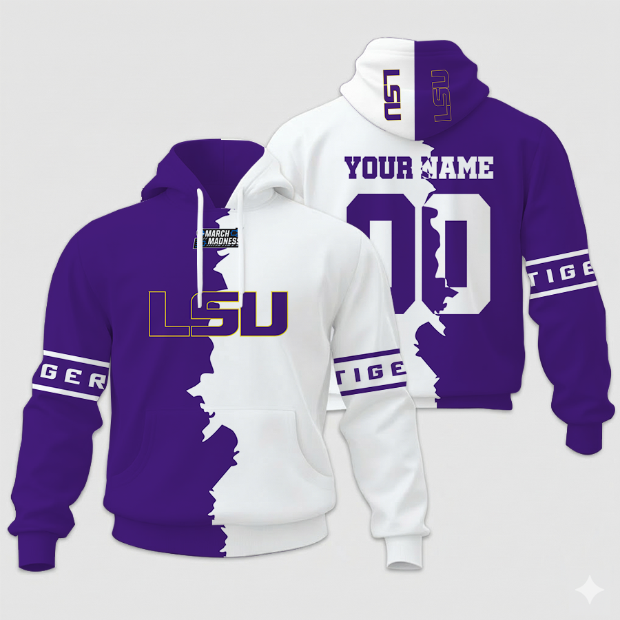 LIMITED EDITION - NEW CUSTOMIZED NCAA MAM13 LST LSU TIGERS UNISEX HOODIE & ZIP HOODIE