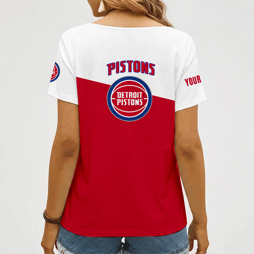 [HOT DEAL] NEW CUSTOMIZED NBA14 DPI DETROIT PISTONS V-NECK FEMALE SHIRT
