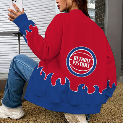 [HOT DEAL] NEW CUSTOMIZED NBA14 DPI DETROIT PISTONS BASEBALL JACKET, SATIN VARSITY JACKET