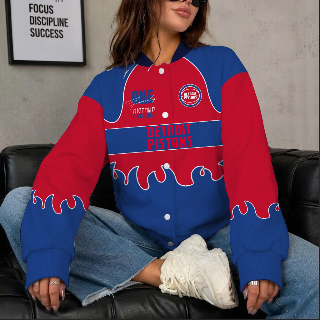 [HOT DEAL] NEW CUSTOMIZED NBA14 DPI DETROIT PISTONS BASEBALL JACKET, SATIN VARSITY JACKET