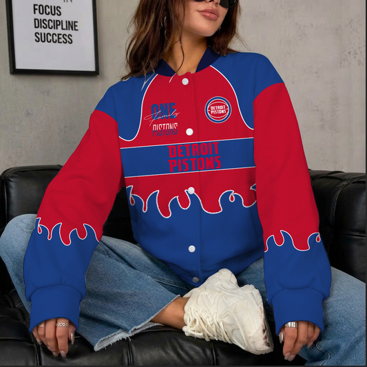 [HOT DEAL] NEW CUSTOMIZED NBA14 DPI DETROIT PISTONS BASEBALL JACKET, SATIN VARSITY JACKET