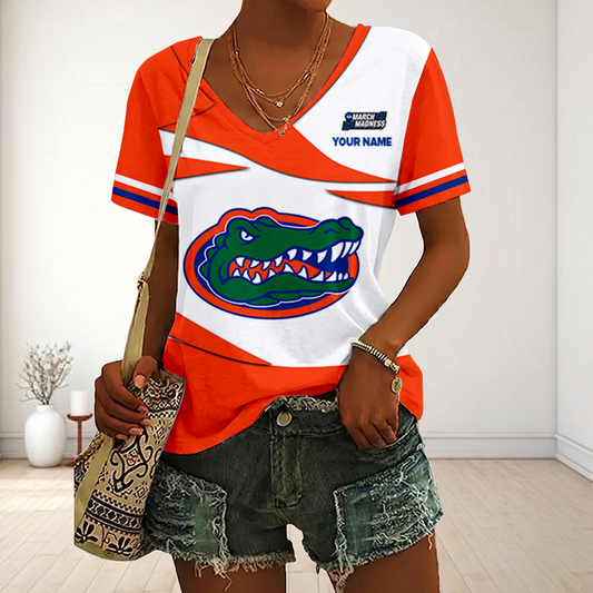 LIMITED DROP - NEW CUSTOMIZED | NCAA MAM14 FLG FL GATORS V-NECK FEMALE SHIRT