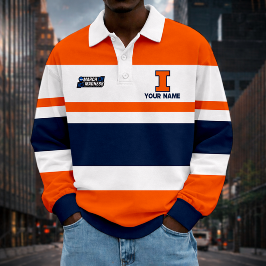 MEGA SALE - NEW CUSTOMIZED MAM NCAA15 IFI IL FIGHTING ILLINI UNISEX LONG SLEEVE POLO
