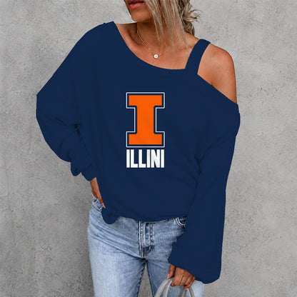 [FAN FAVORITE] NEW CUSTOMIZED NCAA MAM15 IFI ILLINOIS FIGHTING ILLINI DROP SHOULDER SWEATSHIRT