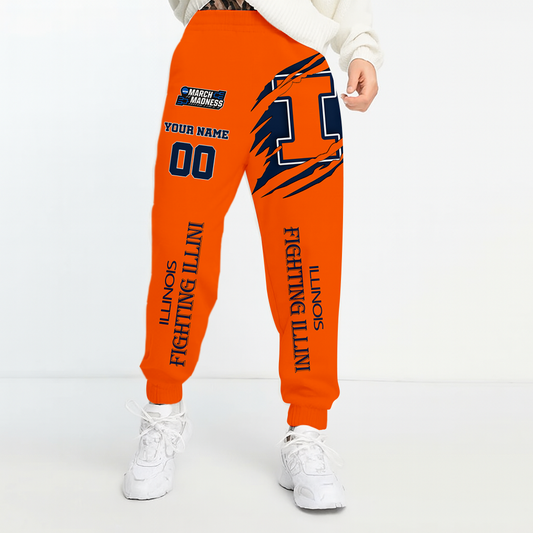 LIMITED DROP - NEW CUSTOMIZED | NCAA MAM15 IFI IL FIGHTING ILLINI UNISEX LONG PANTS