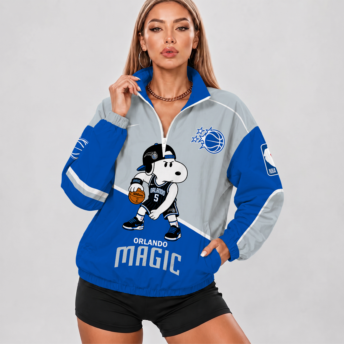 [HOT DEAL] NEW CUSTOMIZED NBA15 OMA ORLANDO MAGIC V-NECK ZIPPER SWEATSHIRT JACKET