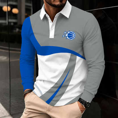 [HOT DEAL] NEW CUSTOMIZED NBA15 OMA ORLANDO MAGIC MEN LONG SLEEVE POLO