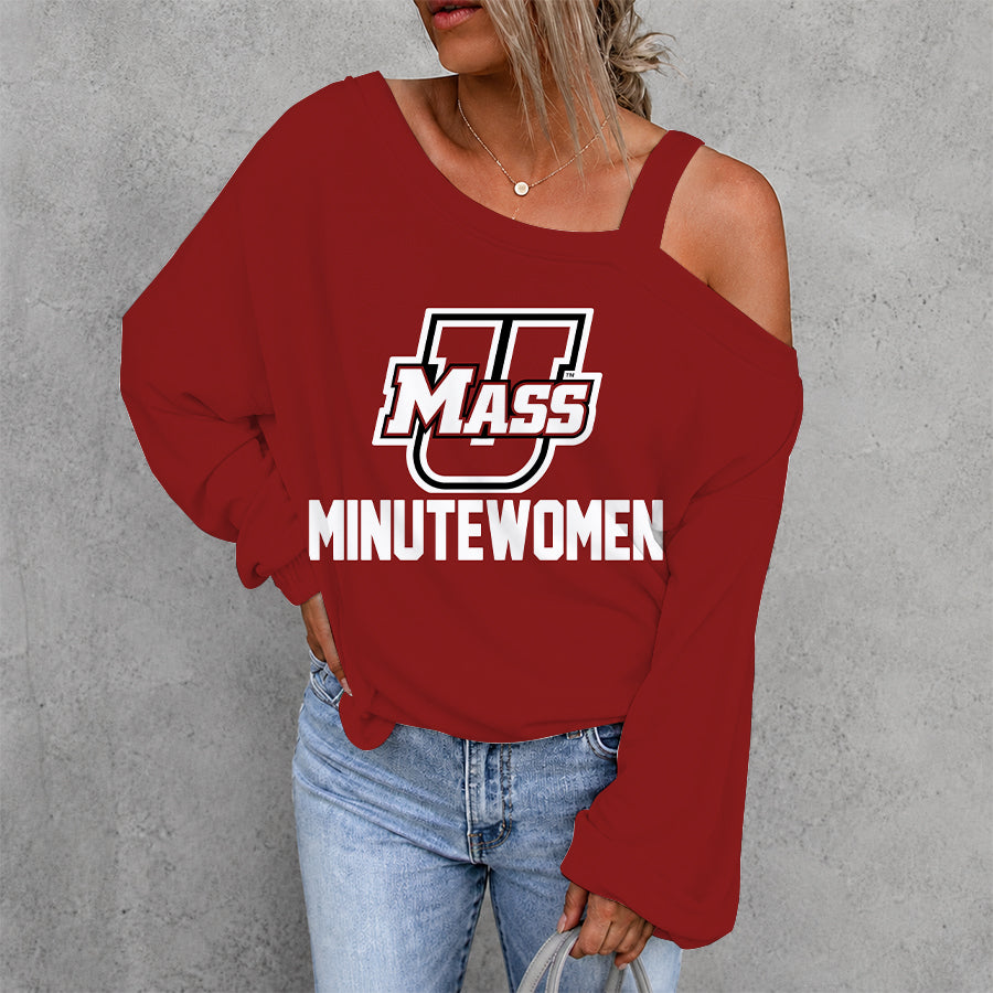 [FAN FAVORITE] NEW CUSTOMIZED NCAA CFH15 UMM UMASS MINUTEWOMEN DROP SHOULDER SWEATSHIRT