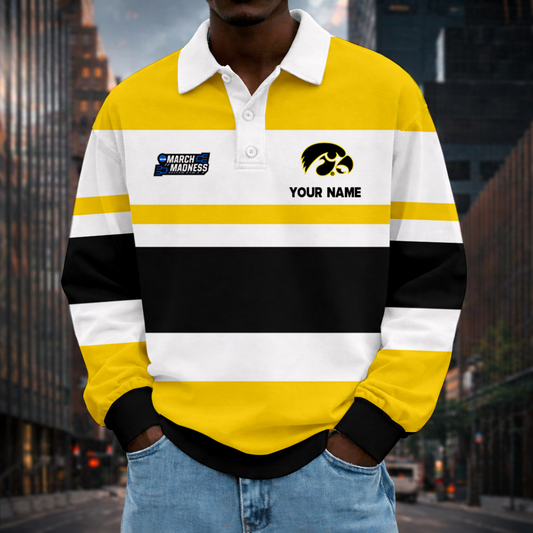MEGA SALE - NEW CUSTOMIZED MAM NCAA16 IWH IW HAWKEYES UNISEX LONG SLEEVE POLO