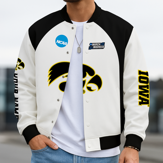 LIMITED DROP - NEW CUSTOMIZED | NCAA MAM16 IWH IW HAWKEYES BASEBALL JACKET, SATIN VARSITY JACKET
