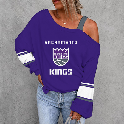 [HOT DEAL] NEW CUSTOMIZED NBA16 SKI SACRAMENTO KINGS DROP SHOULDER SWEATSHIRT