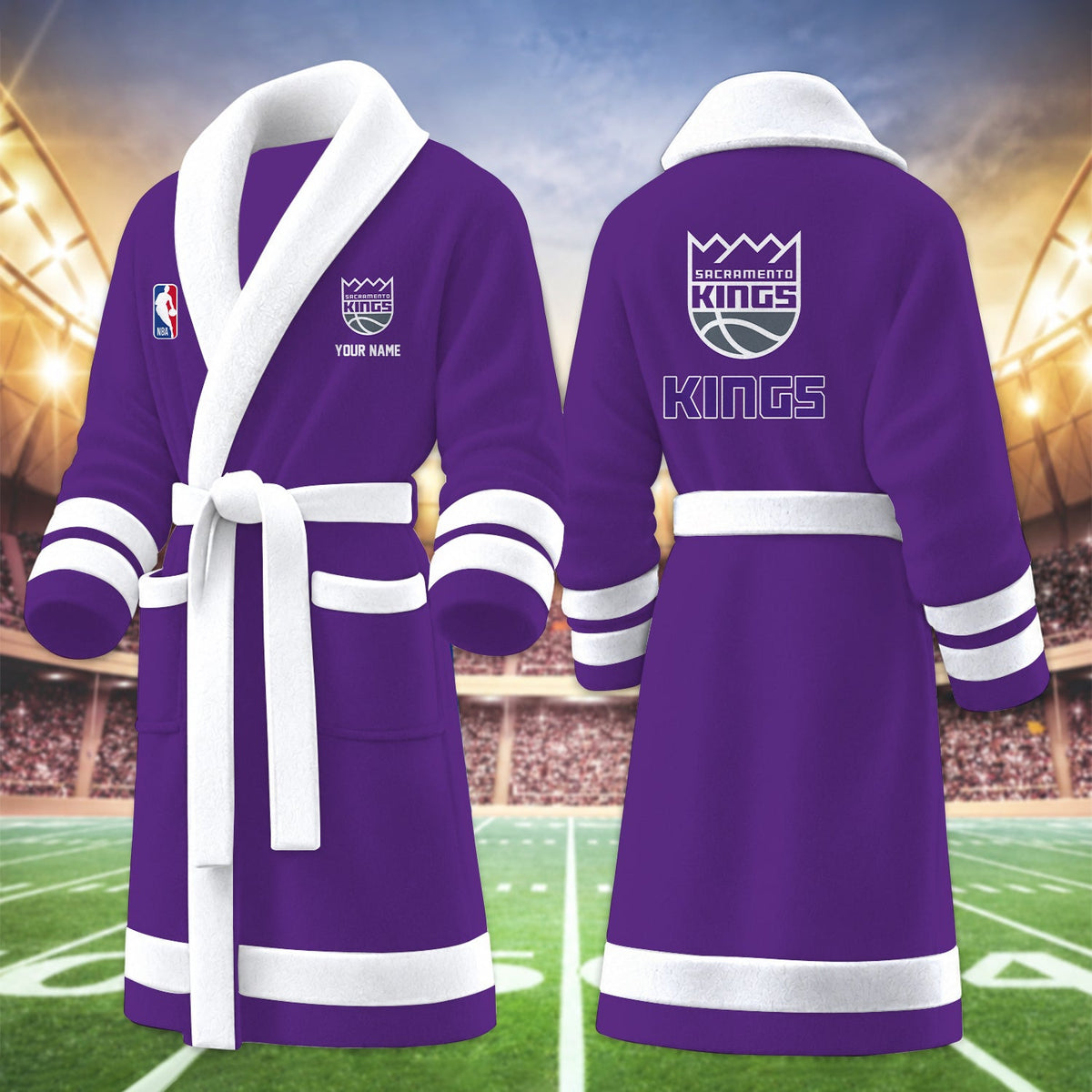 [HOT DEAL] NEW CUSTOMIZED NBA16 SKI SACRAMENTO KINGS MULTICOLOR FLEECE BATHROBE