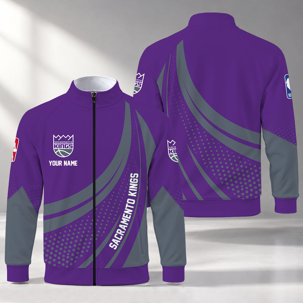 [HOT DEAL] NEW CUSTOMIZED NBA16 SKI SACRAMENTO KINGS STAND COLLAR JACKET