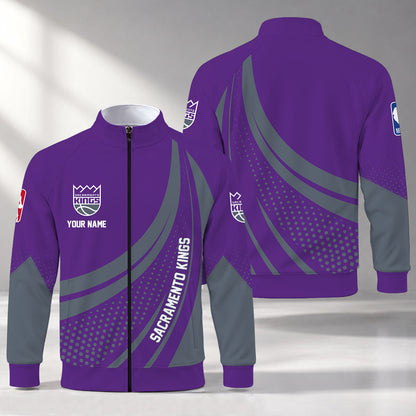 [HOT DEAL] NEW CUSTOMIZED NBA16 SKI SACRAMENTO KINGS STAND COLLAR JACKET