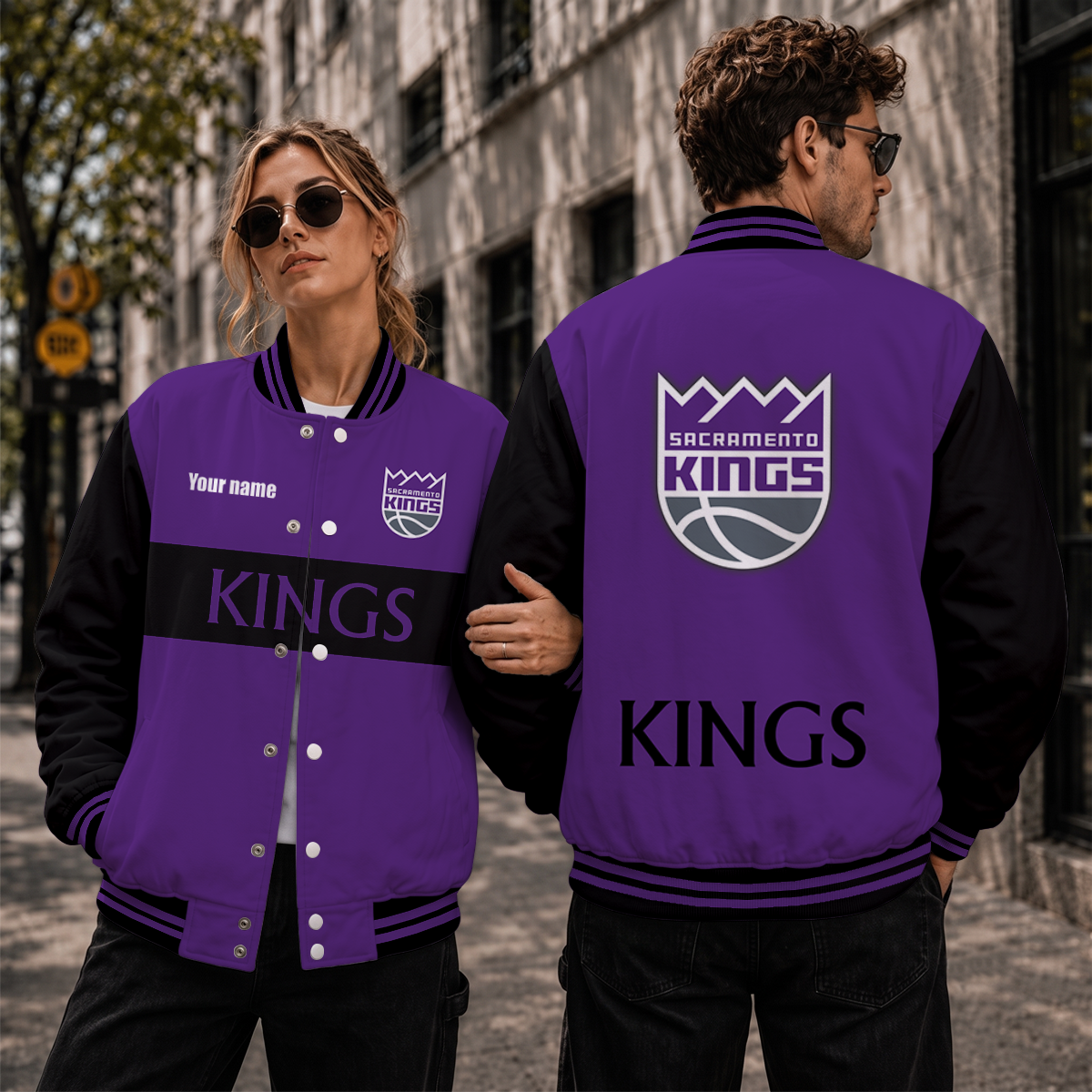 [HOT DEAL] NEW CUSTOMIZED NBA16 SKI SACRAMENTO KINGS BASEBALL JACKET, SATIN VARSITY JACKET