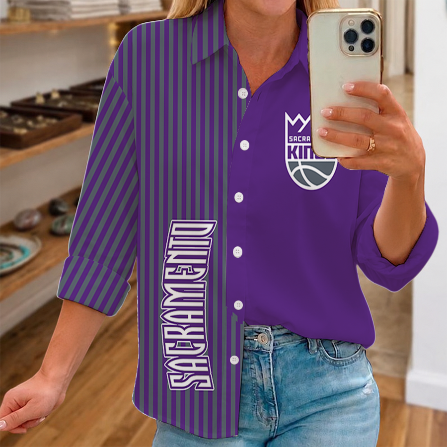 [HOT DEAL] NEW CUSTOMIZED NBA16 SKI SACRAMENTO KINGS WOMEN CASUAL SHIRT FOR FAN
