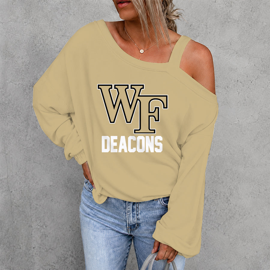 [FAN FAVORITE] NEW CUSTOMIZED NCAA CFH16 WFD WAKE FOREST DEMON DEACONS DROP SHOULDER SWEATSHIRT