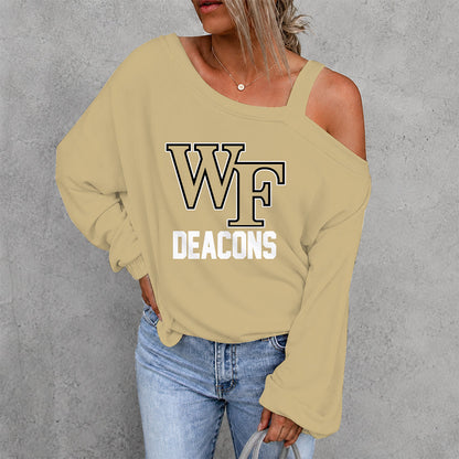 [FAN FAVORITE] NEW CUSTOMIZED NCAA CFH16 WFD WAKE FOREST DEMON DEACONS DROP SHOULDER SWEATSHIRT