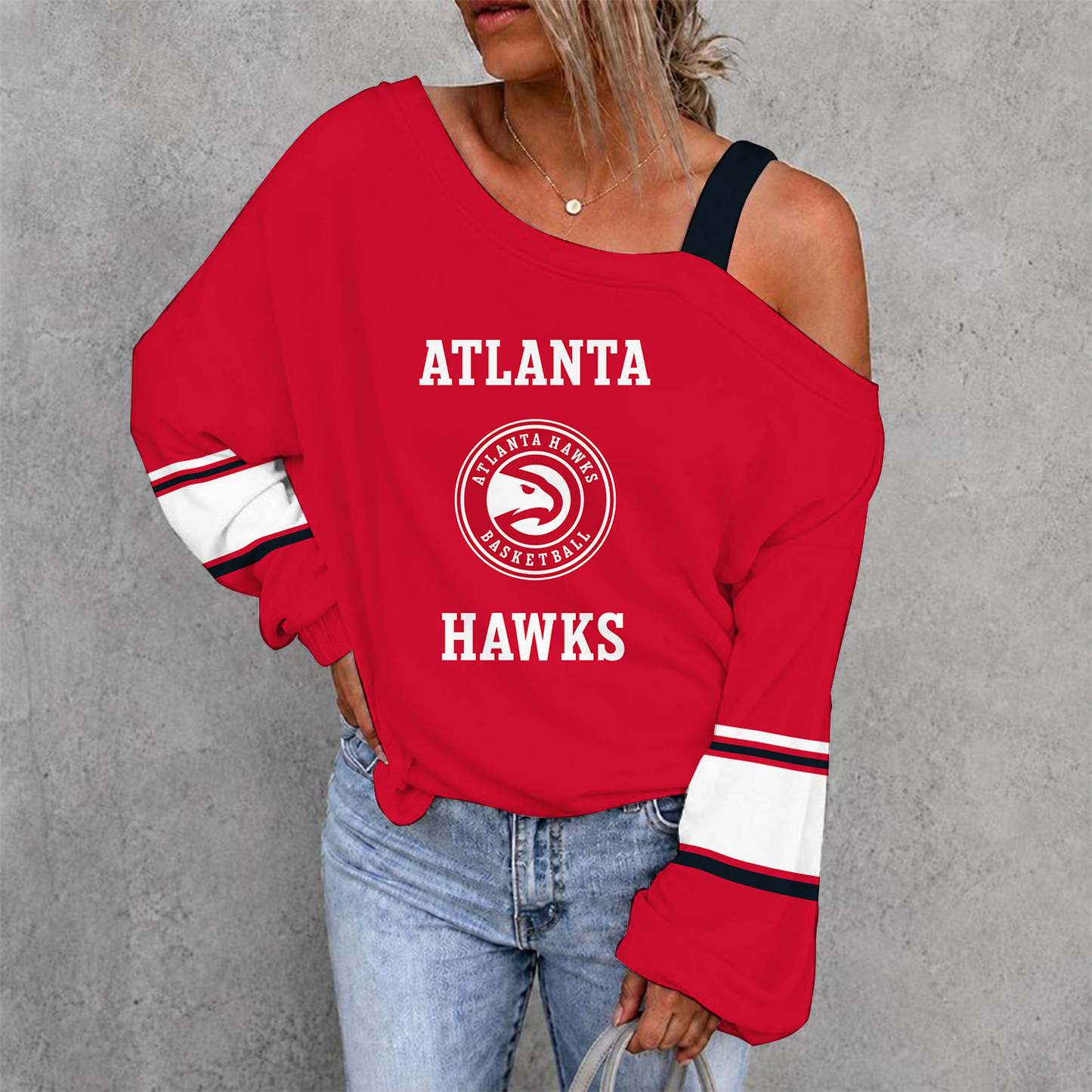 [HOT DEAL] NEW CUSTOMIZED NBA17 AHA ATLANTA HAWKS DROP SHOULDER SWEATSHIRT