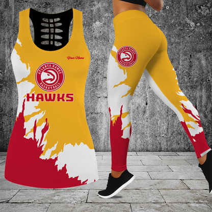 [HOT DEAL] NEW CUSTOMIZED NBA17 AHA ATLANTA HAWKS HOLLOW TANK TOP & LEGGINGS SET