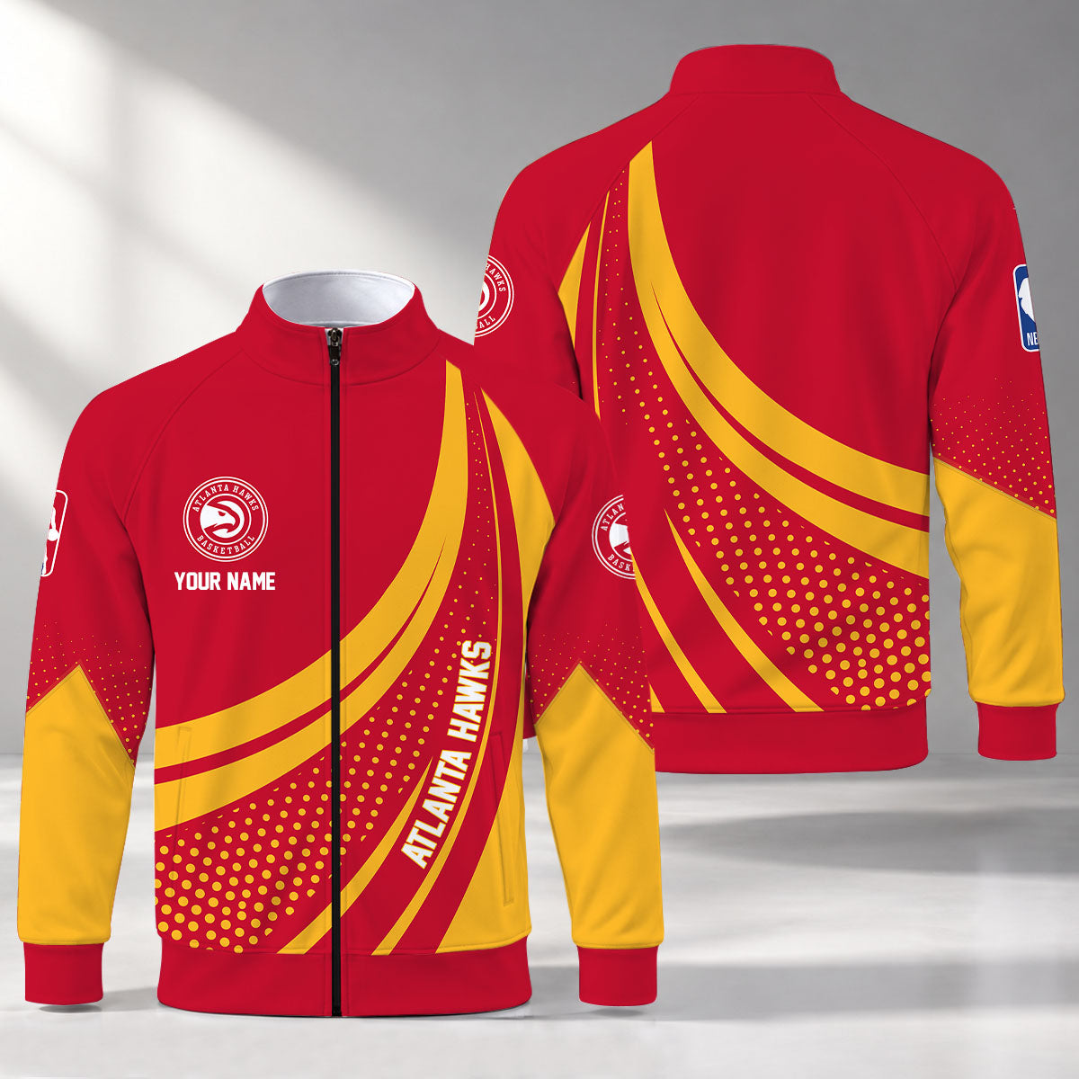 [HOT DEAL] NEW CUSTOMIZED NBA17 AHA ATLANTA HAWKS STAND COLLAR JACKET