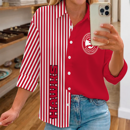 [HOT DEAL] NEW CUSTOMIZED NBA17 AHA ATLANTA HAWKS WOMEN CASUAL SHIRT FOR FAN