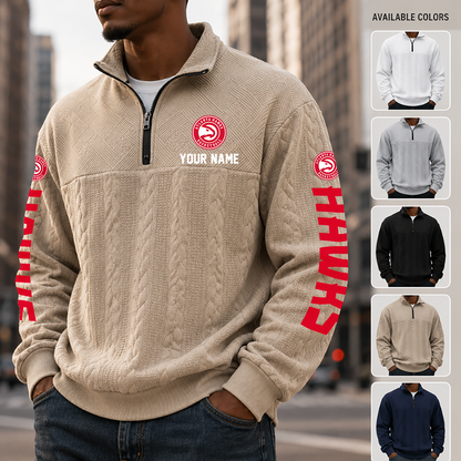 [HOT DEAL] NEW CUSTOMIZED NBA17 AHA ATLANTA HAWKS MULTICOLOR QUARTER-ZIP SWEATSHIRT
