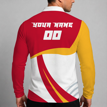 [HOT DEAL] NEW CUSTOMIZED NBA17 AHA ATLANTA HAWKS MEN LONG SLEEVE POLO
