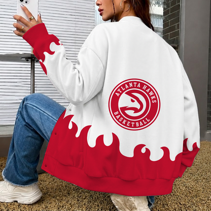 [HOT DEAL] NEW CUSTOMIZED NBA17 AHA ATLANTA HAWKS BASEBALL JACKET, SATIN VARSITY JACKET