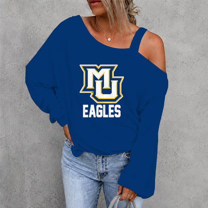 [FAN FAVORITE] NEW CUSTOMIZED NCAA MAM17 MGE MARQUETTE GOLDEN EAGLES WOMEN'S OFF-SHOULDER LONG SLEEVE SHIRT