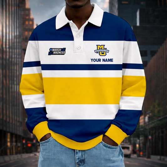 MEGA SALE - NEW CUSTOMIZED MAM NCAA17 MGE MA GOLDEN EAGLES UNISEX LONG SLEEVE POLO