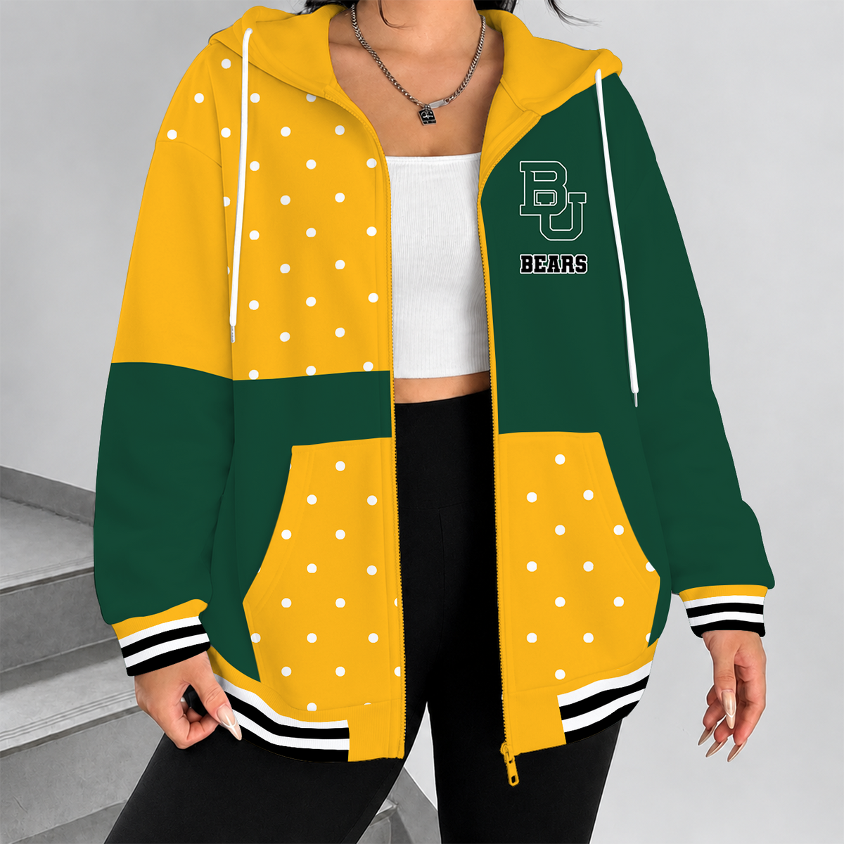 [FAN FAVORITE] NEW CUSTOMIZED NCAA MAM18 BAB BAYLOR BEARS STRAPPY ZIP HOODIE