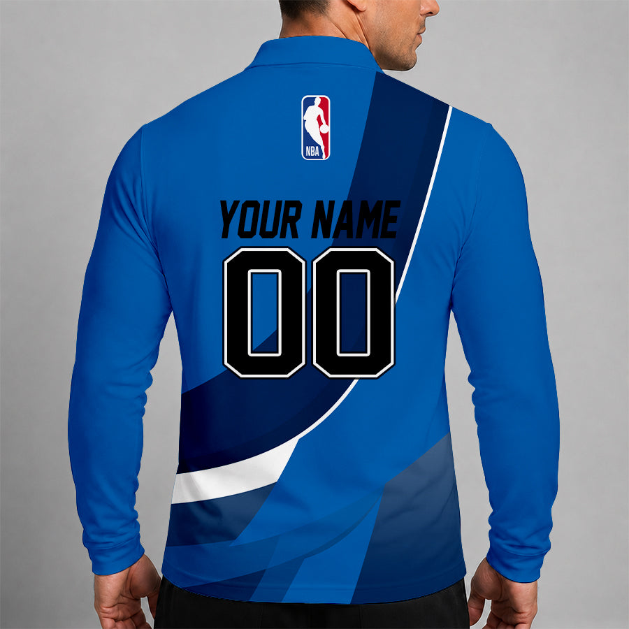 [HOT DEAL] NEW CUSTOMIZED NBA18 DMA DALLAS MAVERICKS MEN LONG SLEEVE POLO