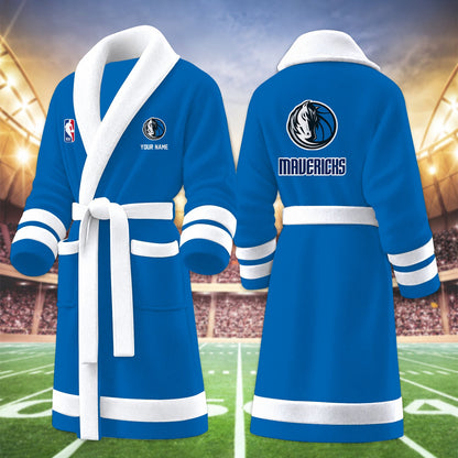 [HOT DEAL] NEW CUSTOMIZED NBA18 DMA DALLAS MAVERICKS MULTICOLOR FLEECE BATHROBE