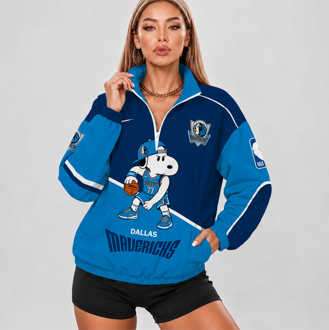 [HOT DEAL] NEW CUSTOMIZED NBA18 DMA DALLAS MAVERICKS V-NECK ZIPPER SWEATSHIRT JACKET