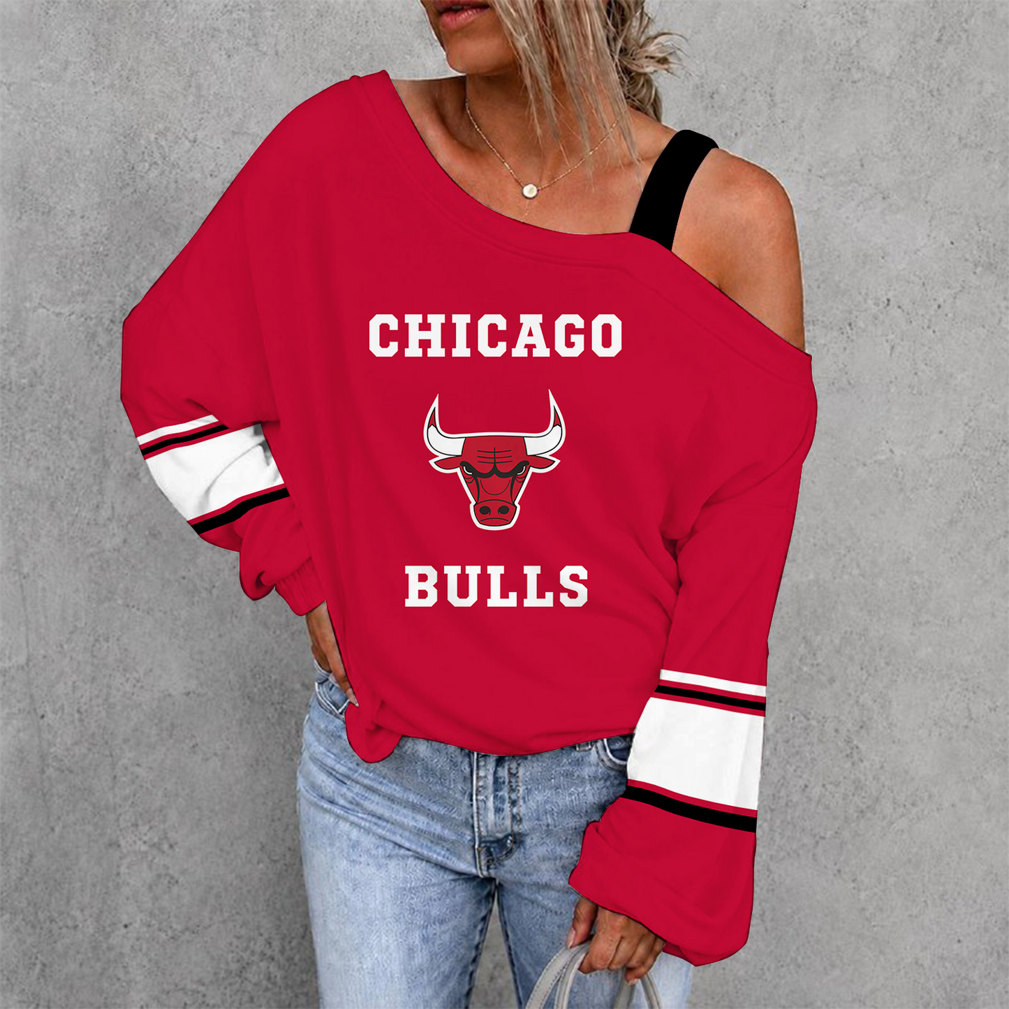 [HOT DEAL] NEW CUSTOMIZED NBA19 CBU CHICAGO BULLS DROP SHOULDER SWEATSHIRT