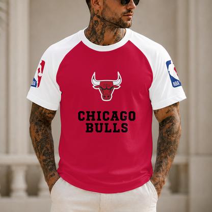 [HOT DEAL] NEW CUSTOMIZED NBA19 CBU CHICAGO BULLS RAGLAN TEE