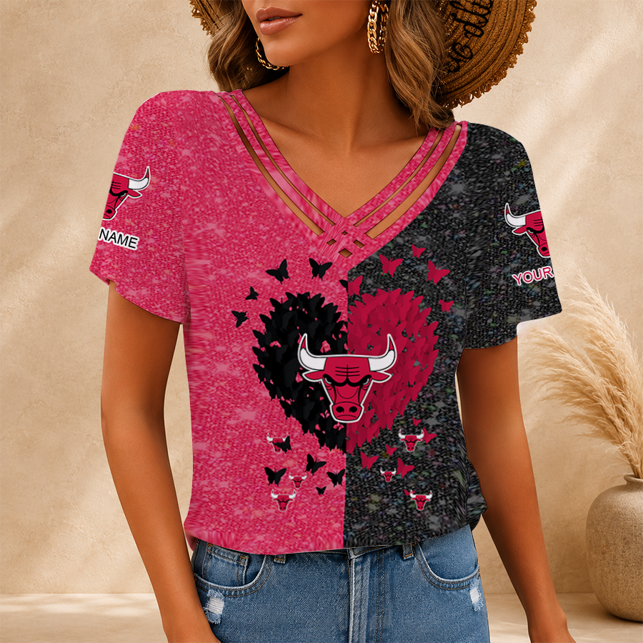 [HOT DEAL] NEW CUSTOMIZED NBA19 CBU CHICAGO BULLS V-NECK SHIRT
