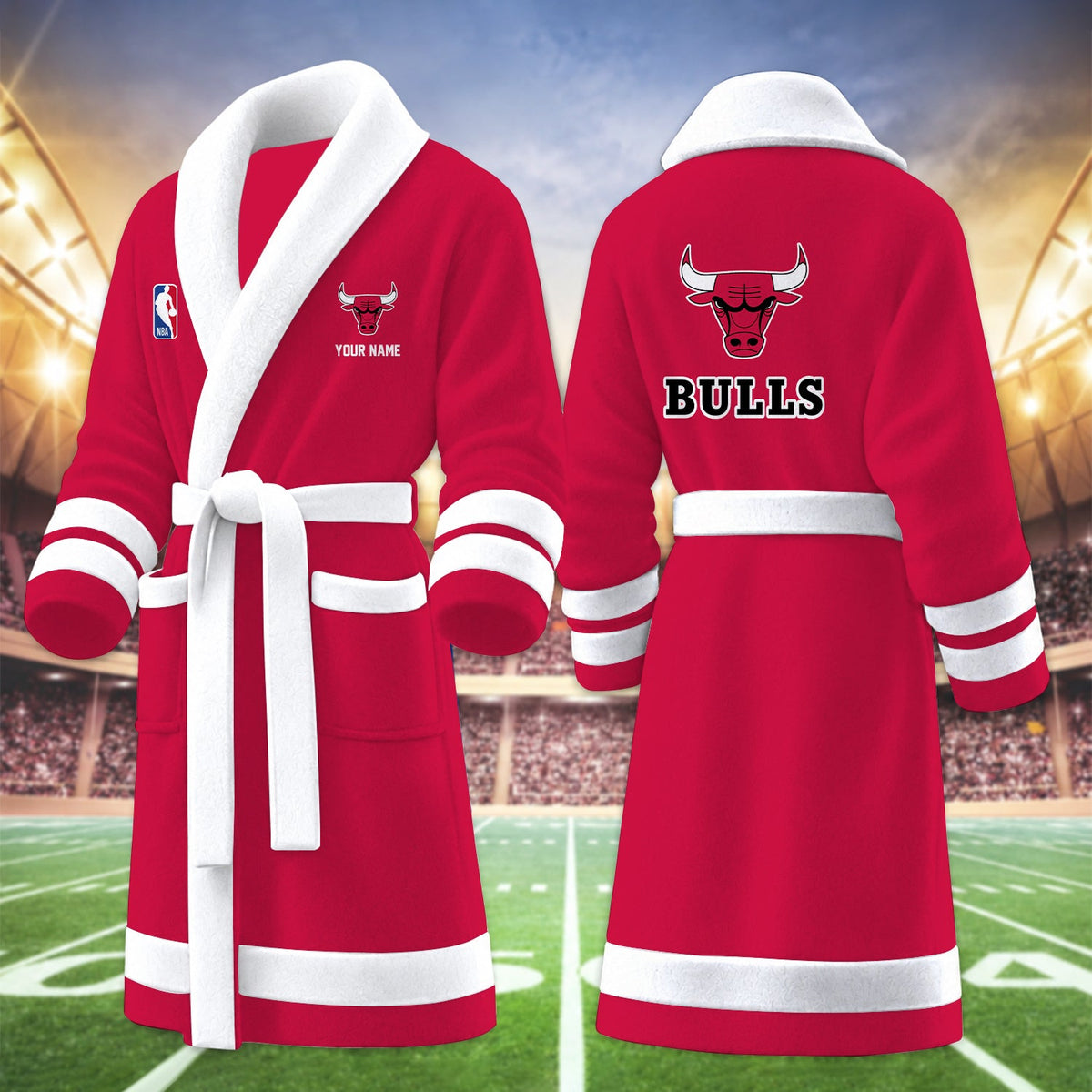 [HOT DEAL] NEW CUSTOMIZED NBA19 CBU CHICAGO BULLS MULTICOLOR FLEECE BATHROBE